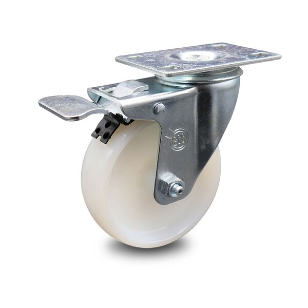 4 Inch Nylon Wheel Swivel Top Plate Caster with Total Lock Brake